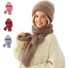 Cachecol com capuz versátil de tricô para mulheres, com proteção integrada para as orelhas e à prova de vento. Ideal para climas frios.