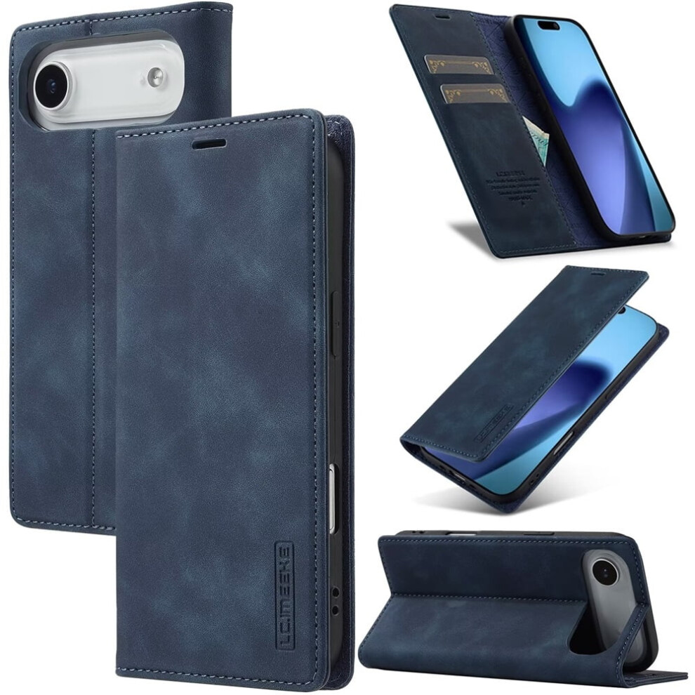 Lc.imeeke Leather Flip Wallet Case With Card Holder, Magnetic Closure & Kickstand Â Compatible With Iphone Air, Blue 9340959375677