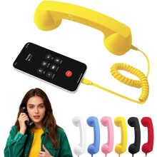 Type-C Retro Phone Handset, for compatible with iPhone & Android, Retro/Wired with Microphone, Receiver for Cell Mobile Video Conferences