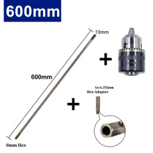1 Set Drill Extension Connect Rod M10 Chuck Deep Hole Drilling Extension Connect Rod Hex Extention Holder Power Tool 300-600Mm