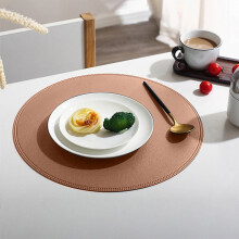 Faux Leather Round Placemats and Coasters, Waterproof Coffee Coasters, Kitchen Table Mats, Easy to Clean for Kitchen Dining Round Table