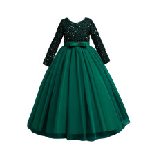 Girls' formal long gown dress with sequins and tulle,