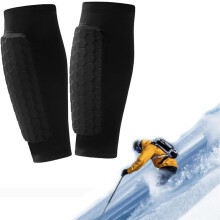 Ski Shin Guards for Kids Adults and Teens, Breathable Elastic Leg Pads with Anti-Collision Protection for Skiing and Snowboarding