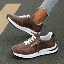 Willtoo Women's Platform Tennis Shoes – Wedge Sneakers, Canvas Slip-On, Hidden Heel, Lightweight & Comfortable, Brown, Compatible with All-Day Wear