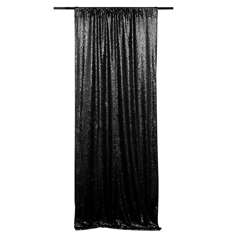 Sequin Backdrop Curtain 24X95 Inches 1 Panel Black 939152702138
