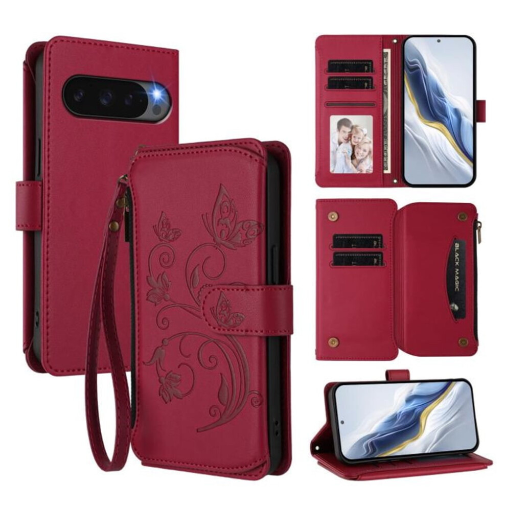 Magnetic Clasp Flip Stand Case For Google Pixel 10 Red 939152702107