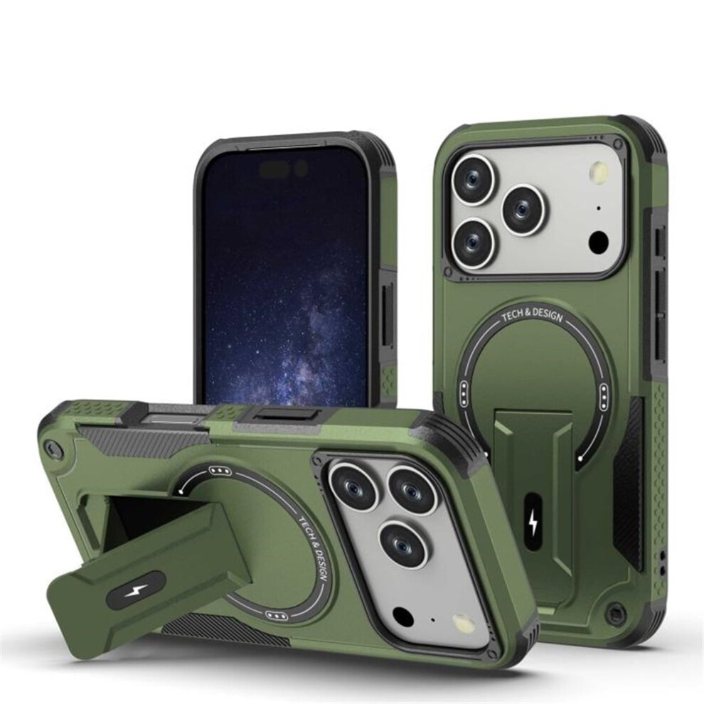 Magnetic Case For Iphone 17 Pro 6.3", Magsafe Compatible, Invisible Kickstand, Rugged Shockproof, Green 9180479777687