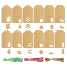 140Pcs Christmas Gift Tags Kraft Tags Hanging Paper Tags with String Attached