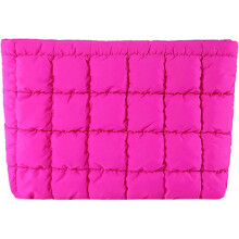 Solid Color Quilted Clutch and Makeup Bag 1 Pack