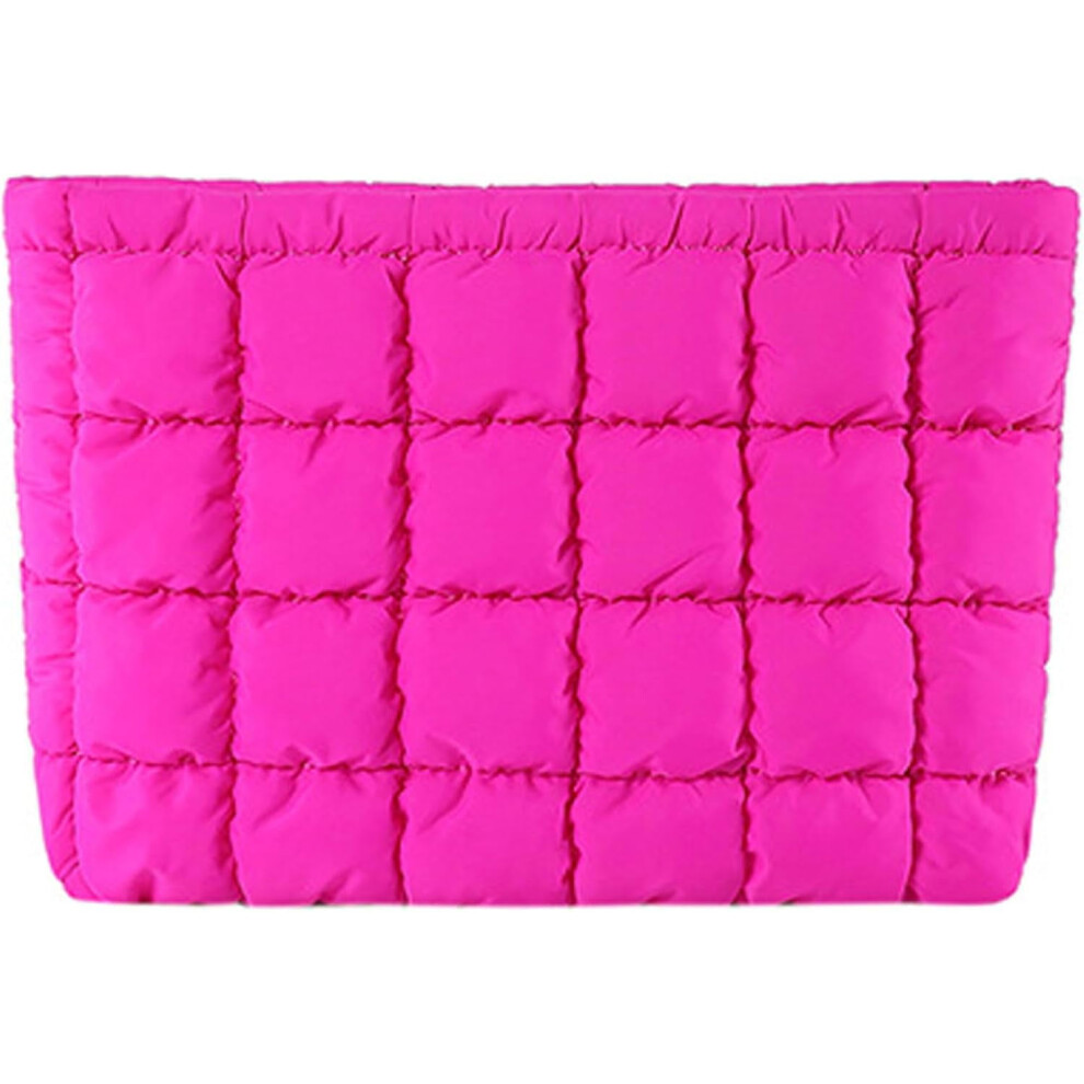 Solid Color Quilted Clutch & Makeup Bag â Puffy Toiletry Organizer Pouch, Compatible with Travel & Daily Use