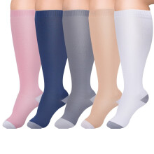 Calze a compressione taglie forti 2XL, 3XL, 4XL per uomo e donna, 15-20 mmHg, gambale extra largo, lunghezza al ginocchio, supporto per la