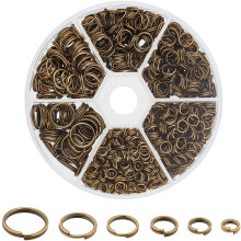 1070pcs 6 Sizes Split Jump Rings, Antique Bronze O-Rings for Keys & DIY Crafts – Compatible with Home Key Organization