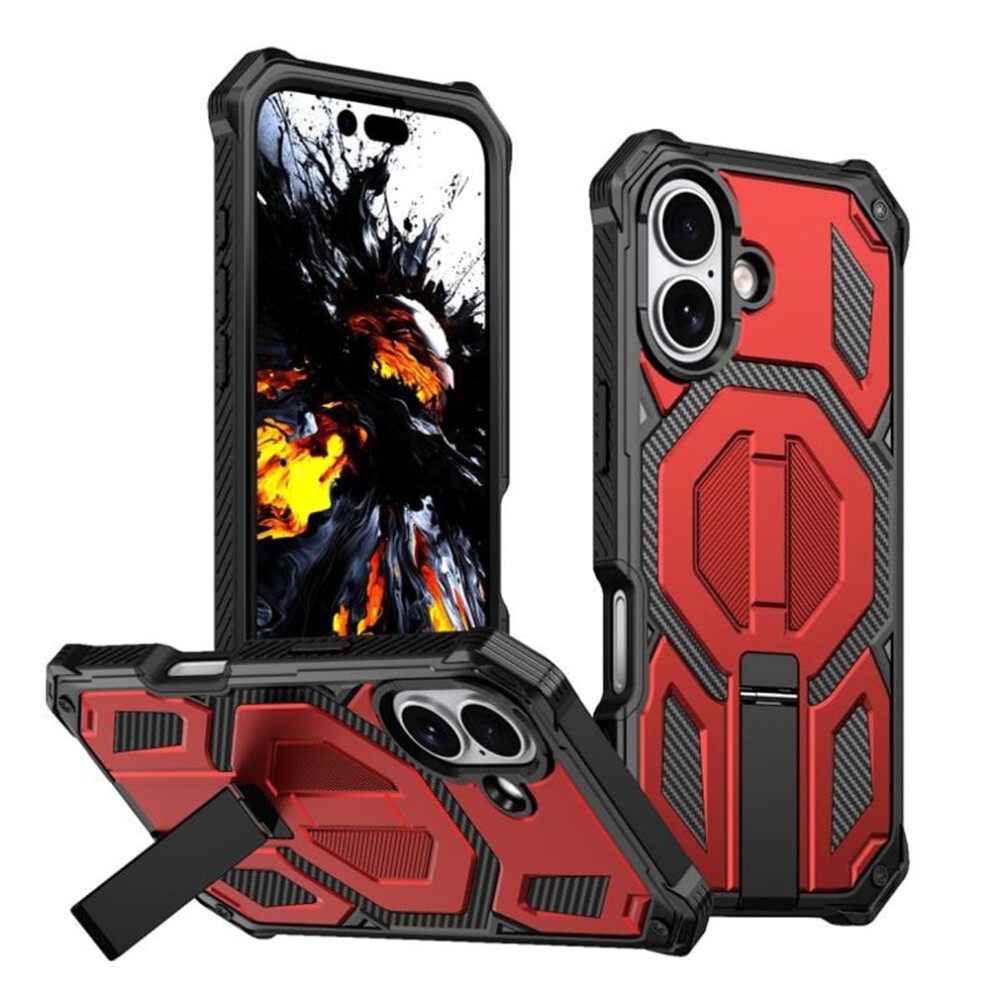 Iphone 17 Case Compatible With Magsafe Â Military-Grade Shockproof, Hidden Metal Kickstand, 360 Protection, Red 9180479781127