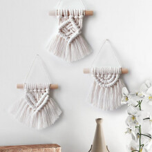 HOTWINTER 3pcs Cotton Mini Tapestry Wall Décor Hanging,Handmade Woven Boho Home Décor for Bedroom,Apartment
