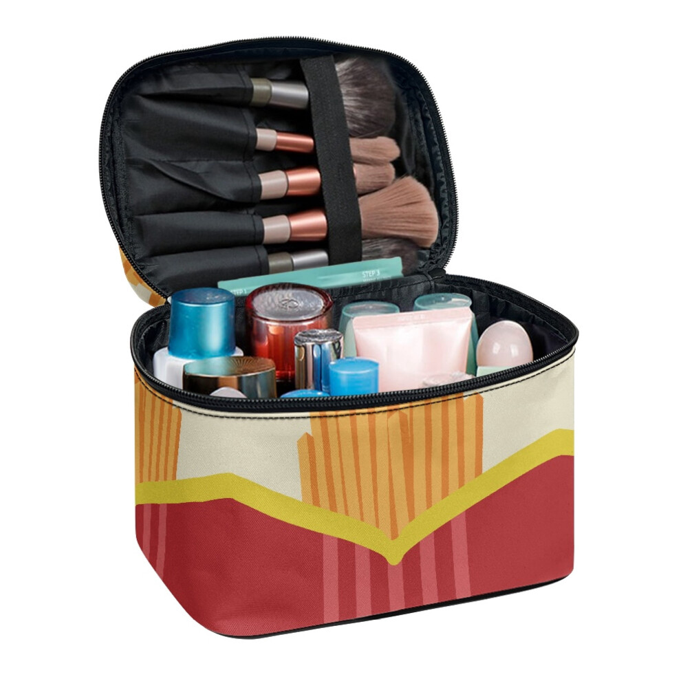 French Fry Pattern Travel Makeup Brush Case â Compatible with All Brushes, Lightweight Polyester Pouch (8.86"x6.5"x5.9")