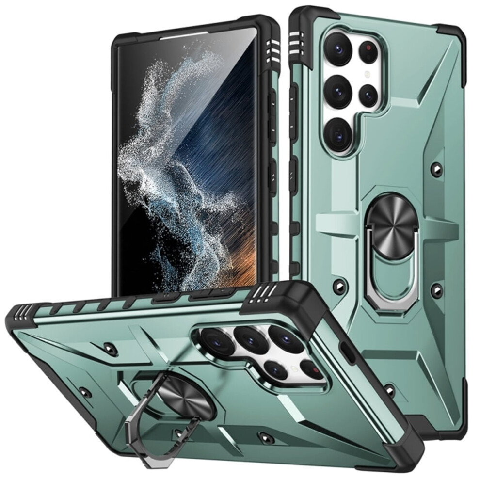 Military-Grade Shockproof Magnetic Stand Case For Samsung Galaxy S25 Ultra 5G Â Green 9557311449628