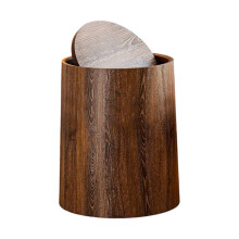 Retro Wood Grains Trash Can Durability Waste Bin Holders 360Degree Swing Lid For Kitchen Bathroom Bedroom Dorm