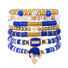Voetbalfanarmband – Unisex stapelbare sportbedel,