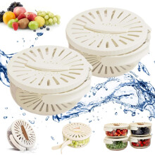 2-in-1 Draining & Storage Basket, 1QT Fruit Strainer with Lid & Foldable Handle, Compatible with Kitchen, Fridge