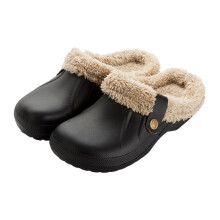 Willtoo Men Fur Lined Clogs Memory Foam Warm Fuzzy Slippers Winter Waterproof Indoor Outdoor Slipper Gray 10.5