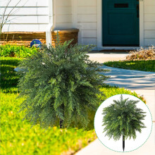 Realistic Pine Needle Ground Stakes, Artificial Cypress Bouquets for Outdoor Garden & Home Decor, Faux Greenery, 20.86in, Green