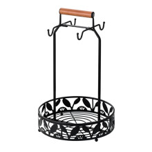 Metal Coffee Mug Rack Kitchen Counter Cup Holder With 4Hooks Coffee Capsule Tray