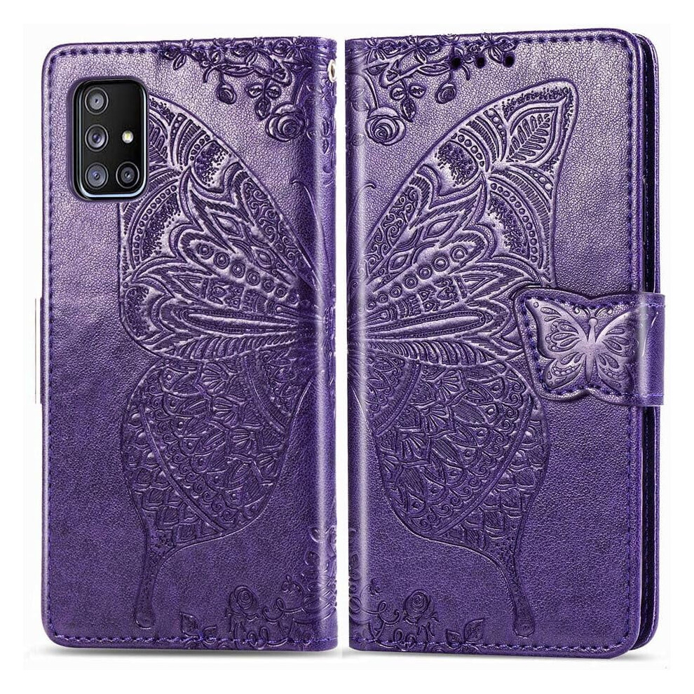 Compatible With Samsung Galaxy A71 5G Wallet Case Â Butterfly Leather Flip Folio With Kickstand, Magnetic Closure & Card Holder Purple 9557311451065