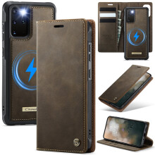 CaseMe Wallet Case for Samsung Galaxy S20 Plus 6.7" — MagSafe-compatible, RFID-blocking, flip stand, shockproof, magnetic detachable PU leather