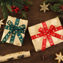 Gold Foil Kraft Christmas Wrapping Paper 50x70cm – Santa & Snowflake Pattern, Festive Gift Wrap for Presents, Birthday & Holidays (Compatible with