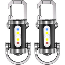 2PCS Portable Rechargeable Keychain Flashlight, Super Bright LED Light with Type-C Charging, Compatible with Camping/Hiking/Emergency