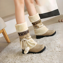 Willtoo Warm Fur Lined Winter Snow Boots Mid-calf Boots Outdoor Booties Comfortable Shoes for Women