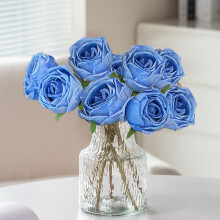 Artificial Blue Roses Bouquet for Home Decor, Dining Table Centerpiece – Compatible with Indoor, Wedding, Valentine's Day