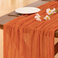 Chemin de table en mousseline couleur terre cuite – 305 cm (120 pouces) – Décoration bohème rustique de style ferme, idéal pour Thanksgiving,