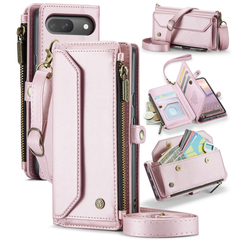 Caseme Leather Wallet Case For Google Pixel 10/10 Pro Â Rfid Blocking, 7-Card Holder, Zipper Bills Slot, Magnetic Wrist Strap 9557311943904