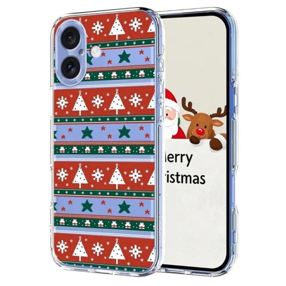 Slim Shockproof Christmas Tpu Case For Iphone 16 (Compatible With Magsafe), Red & White White,Red 9557311945274