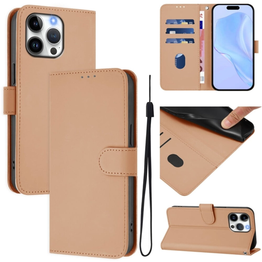 Wallet Case Compatible With Iphone 16E Â Pu Leather Magnetic Flip Folio With 3-Card Slot & Wrist Strap, Nude Cream 9557311945700