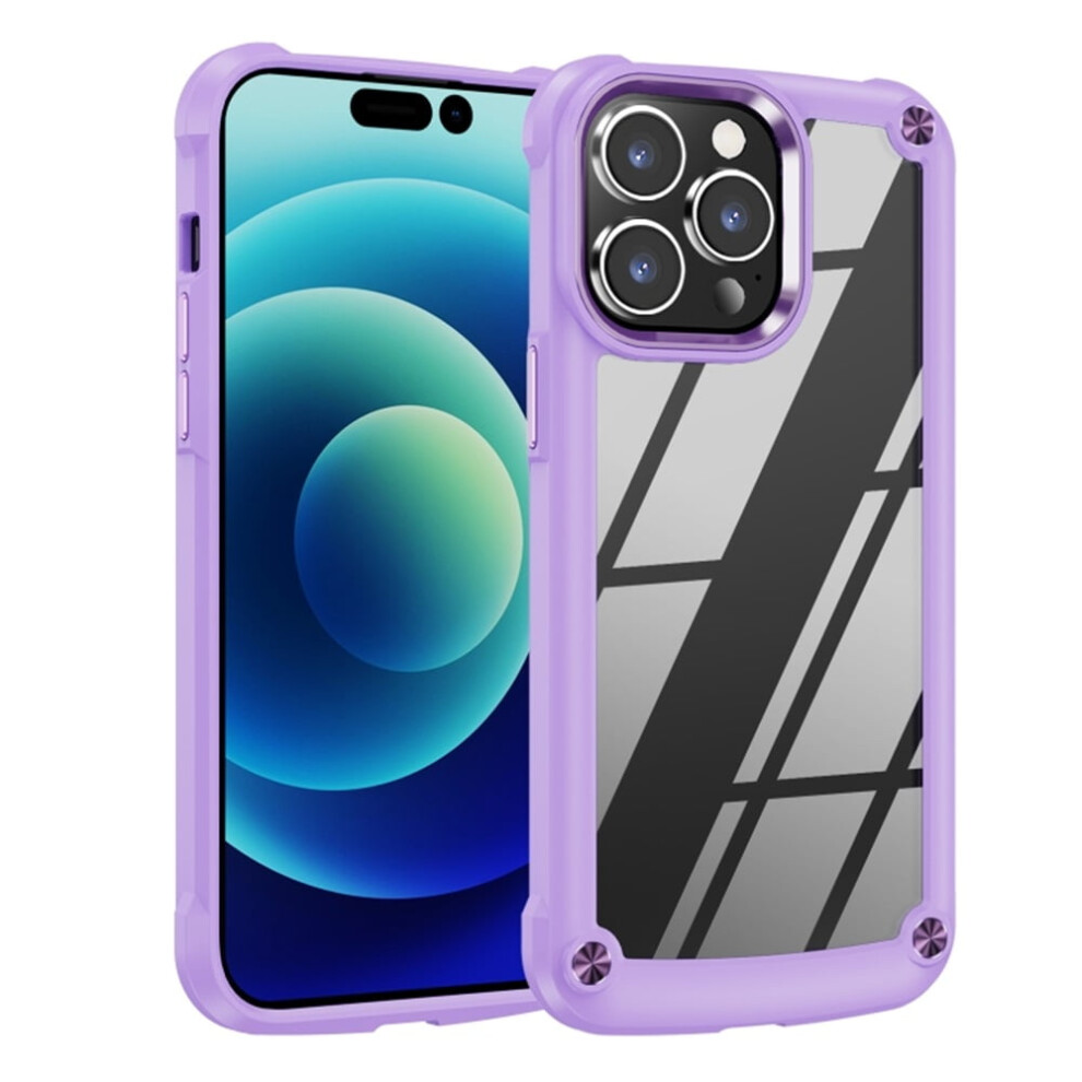 Iphone 15 Pro Max (6.7") Case: Four-Corner Airbag, Electroplated Alloy Lens Protection, Hard Clear Scratch-Resistant BackâCompatible With Purple 9557311946356
