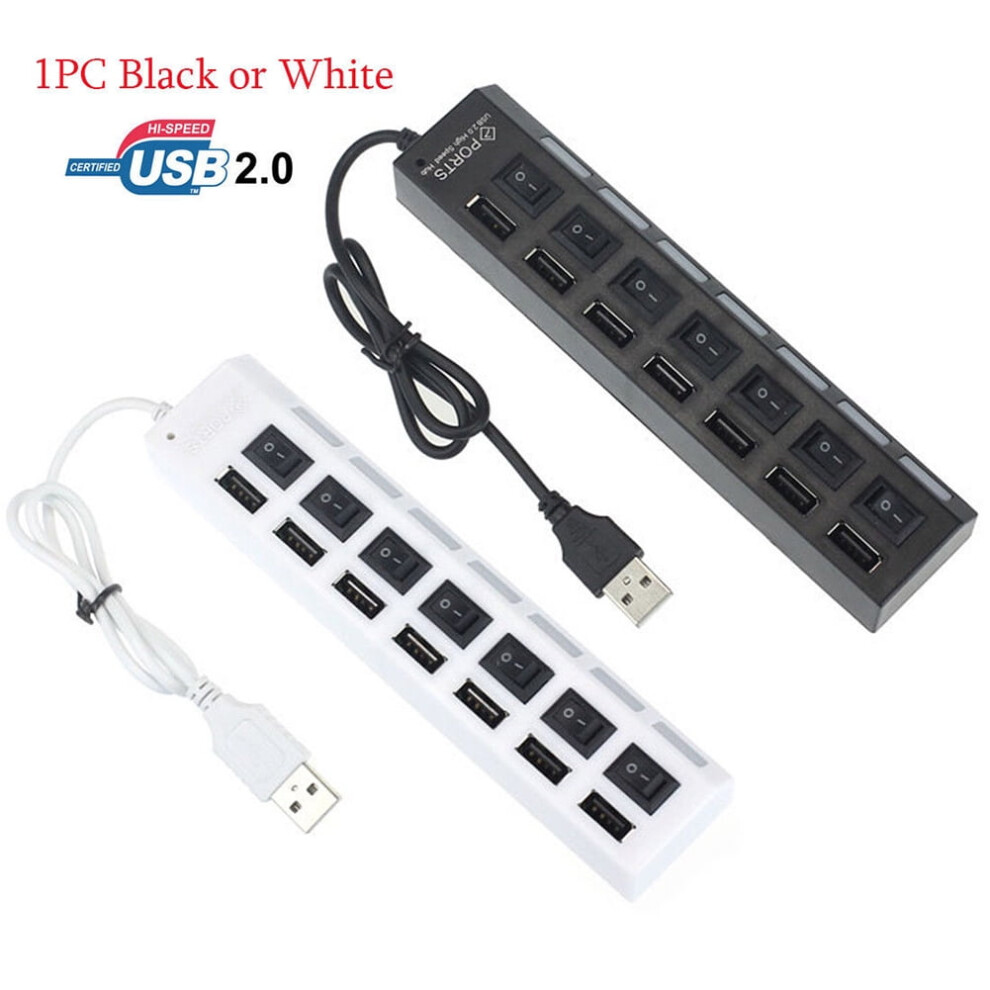 Usb 2.0 Hub Adapter With Power Switch 7-Port 975221364234
