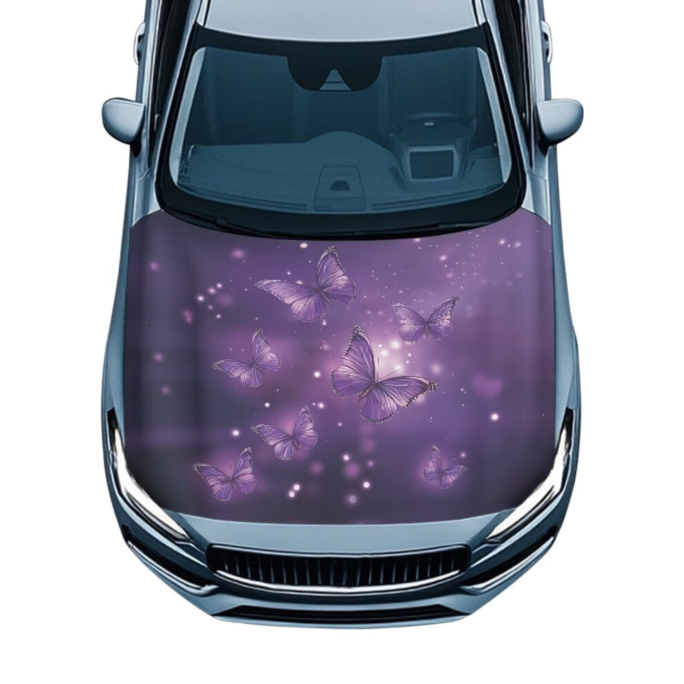 Butterfly Car Hood Cover Â Weatherproof, Universal Fit, Elastic Polyester Protector For All Cars, Trucks & Suvs Purple 9557311947339
