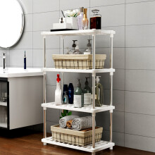 4 Tier Shelving Plastic Large Storage Shelves Heavy Duty Utility Layer Shelf Rack Organizer 31.4 x 16.5 x 8.6in, Black