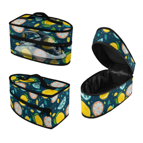 Handheld Steamer Iron Storage Case Zipper Handle Portable Iron Case Lemon Pattern, Case Only