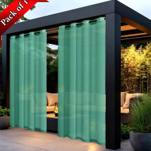 Waterproof Outdoor Curtains for Patio, Porch, Pergola, Gazebo – Grommet & Tab Top, 52x72", Green