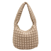 Elegante, gesteppte Achseltasche aus Baumwolle mit Reißverschluss, große Schultertasche, Unterarmtasche für modebewusste Frauen