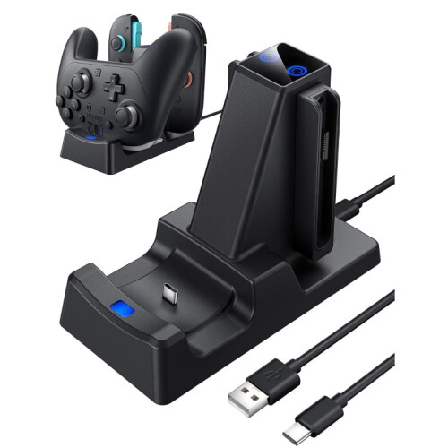 Switch2JoyCon (2025) Ladestation, Controller-Ladegerät kompatibel mit Switch2JoyCon und Pro Controller mit LED-Anzeige