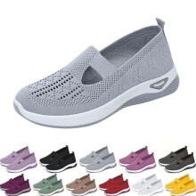 Scarpe da ginnastica ortopediche traspiranti in mesh da donna Willtoo, scarpe slip-on in schiuma per diabetici, grigie, taglia 8.5W – adatte alle