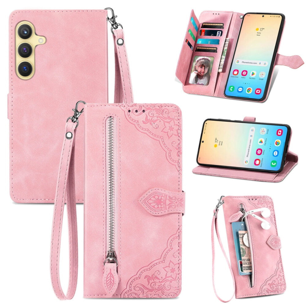 Flip Wallet Case Compatible With Samsung Galaxy S24+ Â Zipper Pocket, Card Slot, Magnetic Closure, Lanyard, 5G, 6.7" 9193271071570