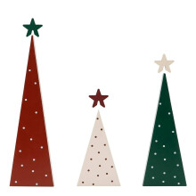 3PCS Christmas Tree Ornament, Double-Sided Christmas Trees Farmhouse Wood Sign Tabletop Decor for Home Office Fireplace Centerpieces Gifts