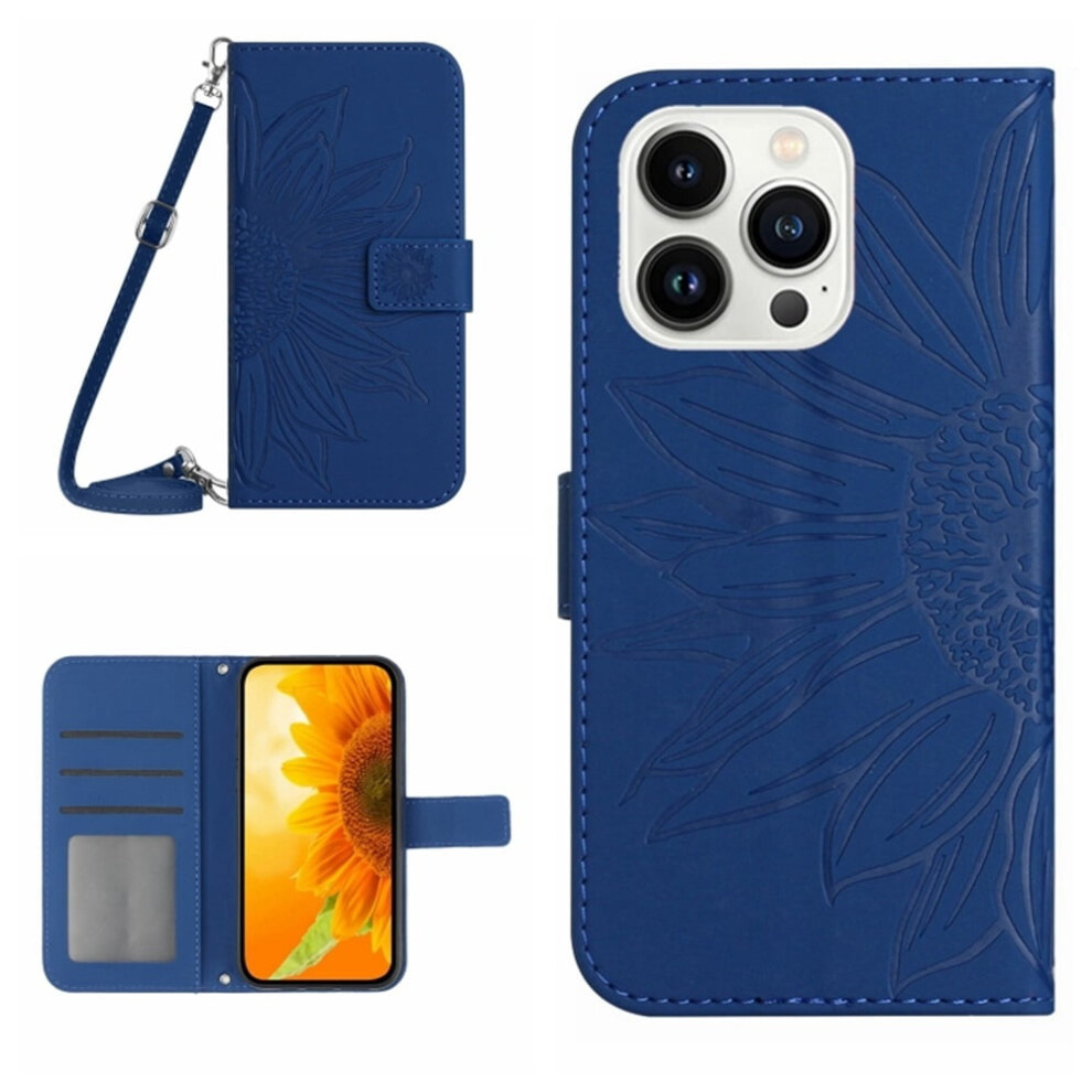 Sunflower Embossed Pu Leather Flip Wallet Case With Magnetic Closure, Card Slots & Adjustable StrapâCompatible With Iphone 14 Pro Max 6.7" 9193271071716