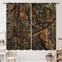 Camouflage Curtains, Camo Green Abstract Art Drapes with Rod Pocket, 2 Panels (42x63"), Compatible with Standard Rods