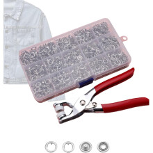 100pcs Metal Buttons Sewing Kit with Manual Pliers Tool – DIY Crafts, Fabric, Clothes, Bags, Jeans – Easy to Use